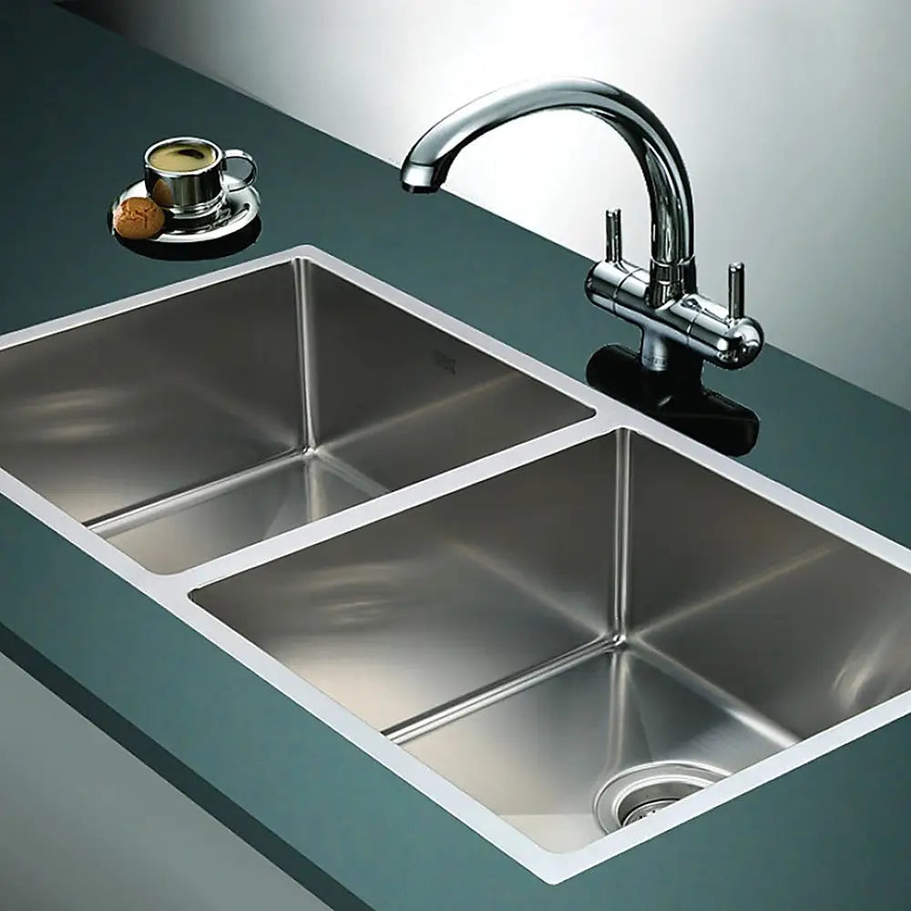 865x440mm Handmade Stainless Steel Undermount / Topmount Kitchen Sink with Waste - Furniture > Bathroom > Sinks