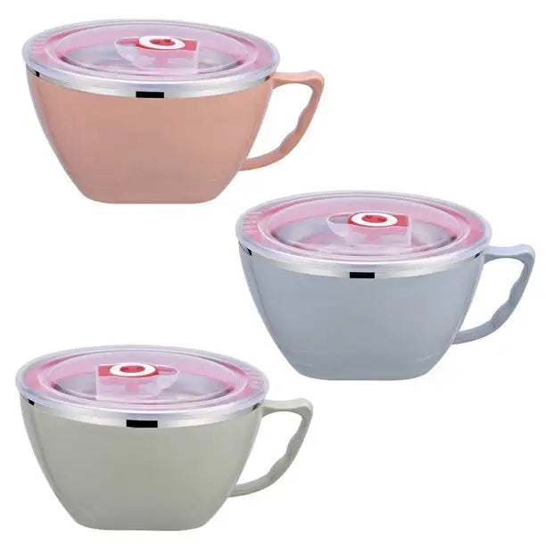 900ml Stainless Steel Instant Noodle Solid Bowl Korean Mi Goreng w Lid & Handle - Home & Garden > Kitchenware