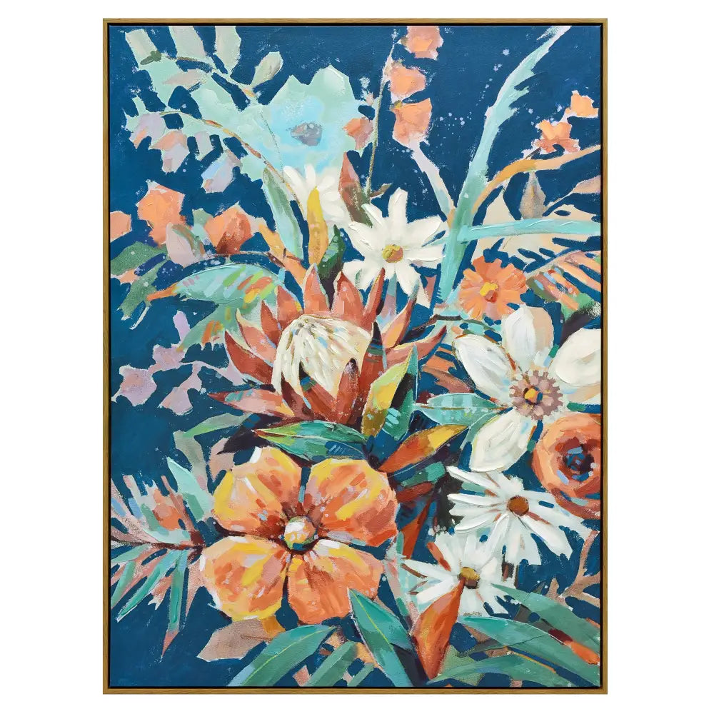 90X120cm Austral Flora Dark Wood Framed Canvas Wall Art - Home & Garden > Wall Art