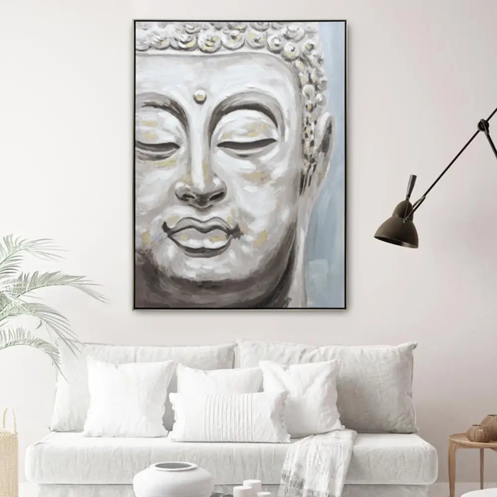 90X120cm Serene Radiance Champagne Framed Canvas Wall Art - Home & Garden > Wall Art
