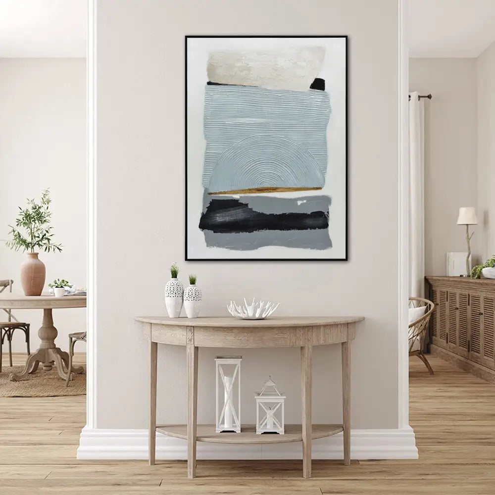 90X120cm Vibes of Vellichor Black Framed Hand Painted Canvas Wall Art - Home & Garden > Wall Art