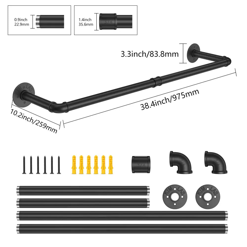 97cm Clothing Racks for Hanging Clothes Garment Rack Industrial Pipe clothes Rack Drying Rack - Home & Garden > Storage