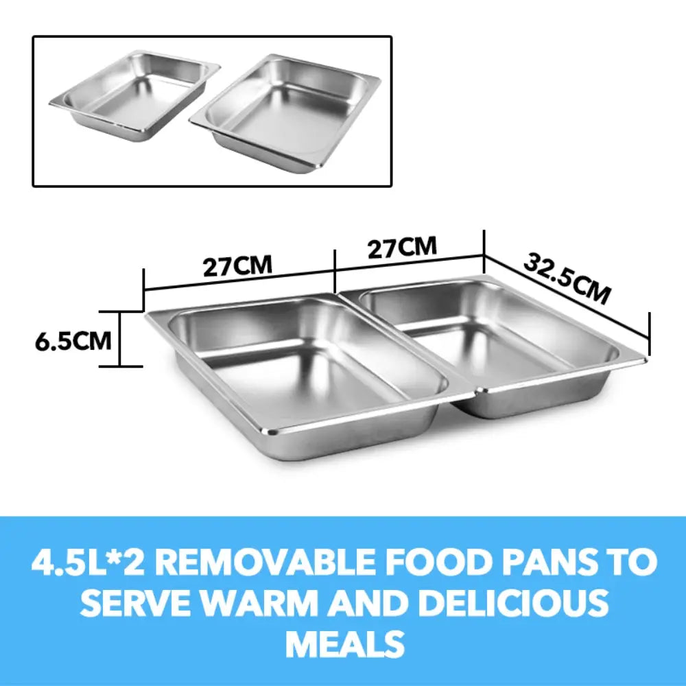 9L Chafing Dish Set Buffet Pan Bain Marie Bow Stainless Steel Food Warmer - Home & Garden > Kitchenware