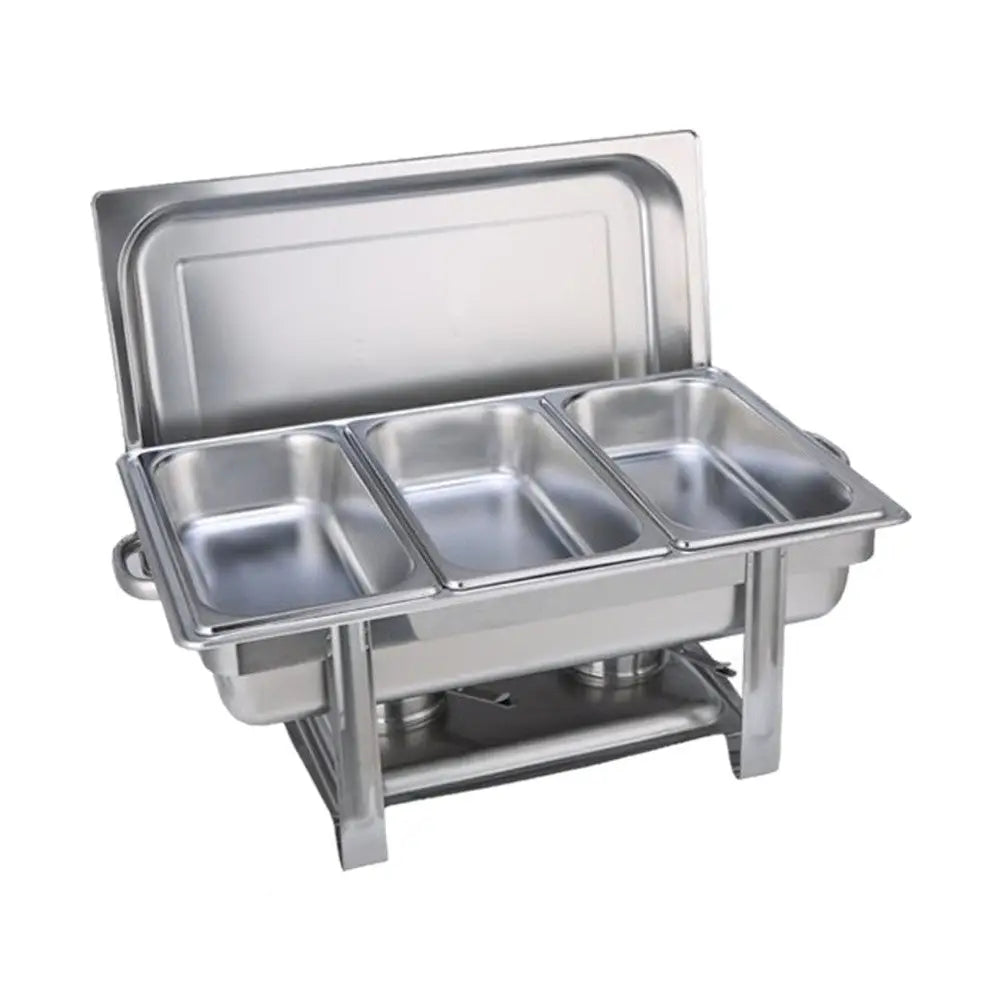 9L Chafing Dish Set Buffet Pan Bain Marie Bow Stainless Steel Food Warmer (3x3L) - Home & Garden > Kitchenware