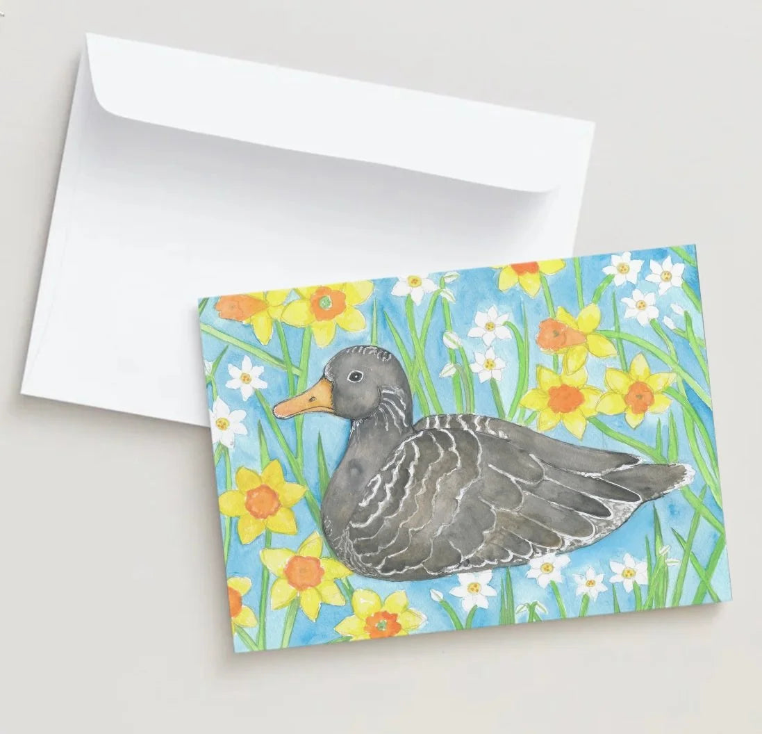 Among The Daffodils A6 Greeting Card – EcoStar Recycled Silk Blank Card with Envelope