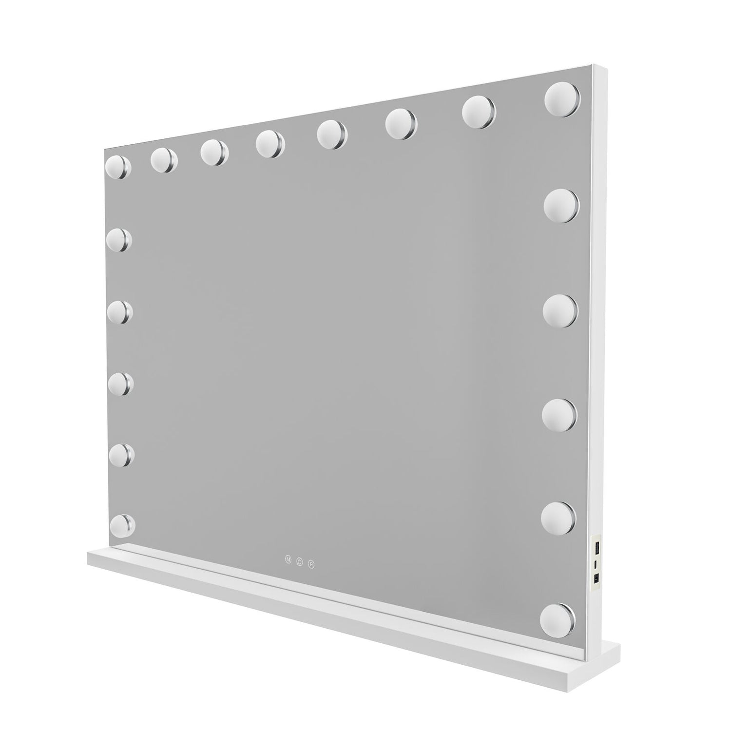 Beauty Mirror with 18 LED Bulbs, Colour Settings, White Frame, and USB A and C Ports