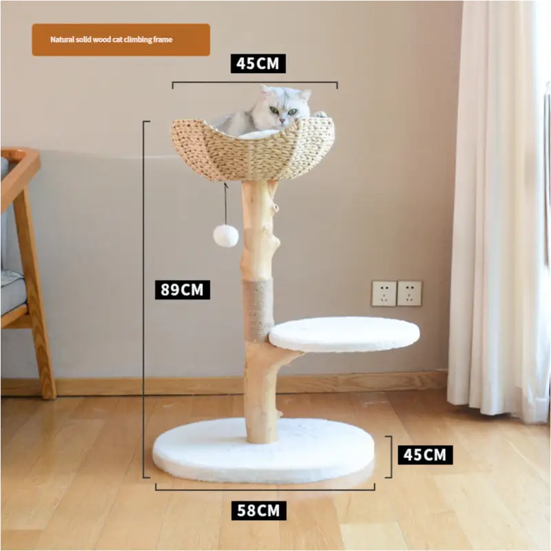 A Cat’s Dream Paradise: Natural Solid Wood Cat Climbing Frame - Pet Care > Cat Supplies > Cat Furniture