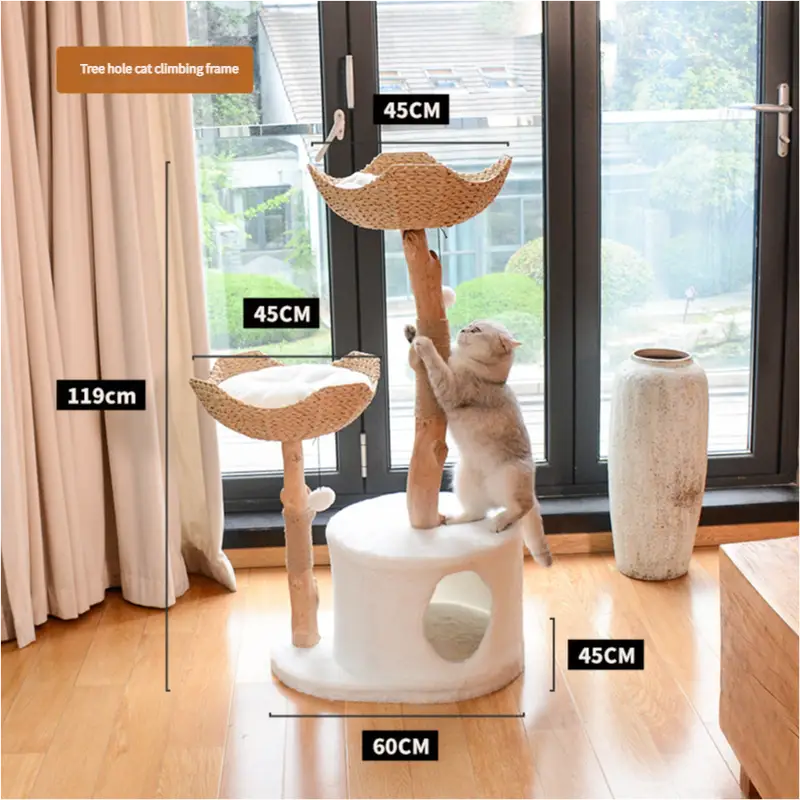 A Cat’s Dream Paradise: Natural Solid Wood Cat Climbing Frame - Pet Care > Cat Supplies > Cat Furniture