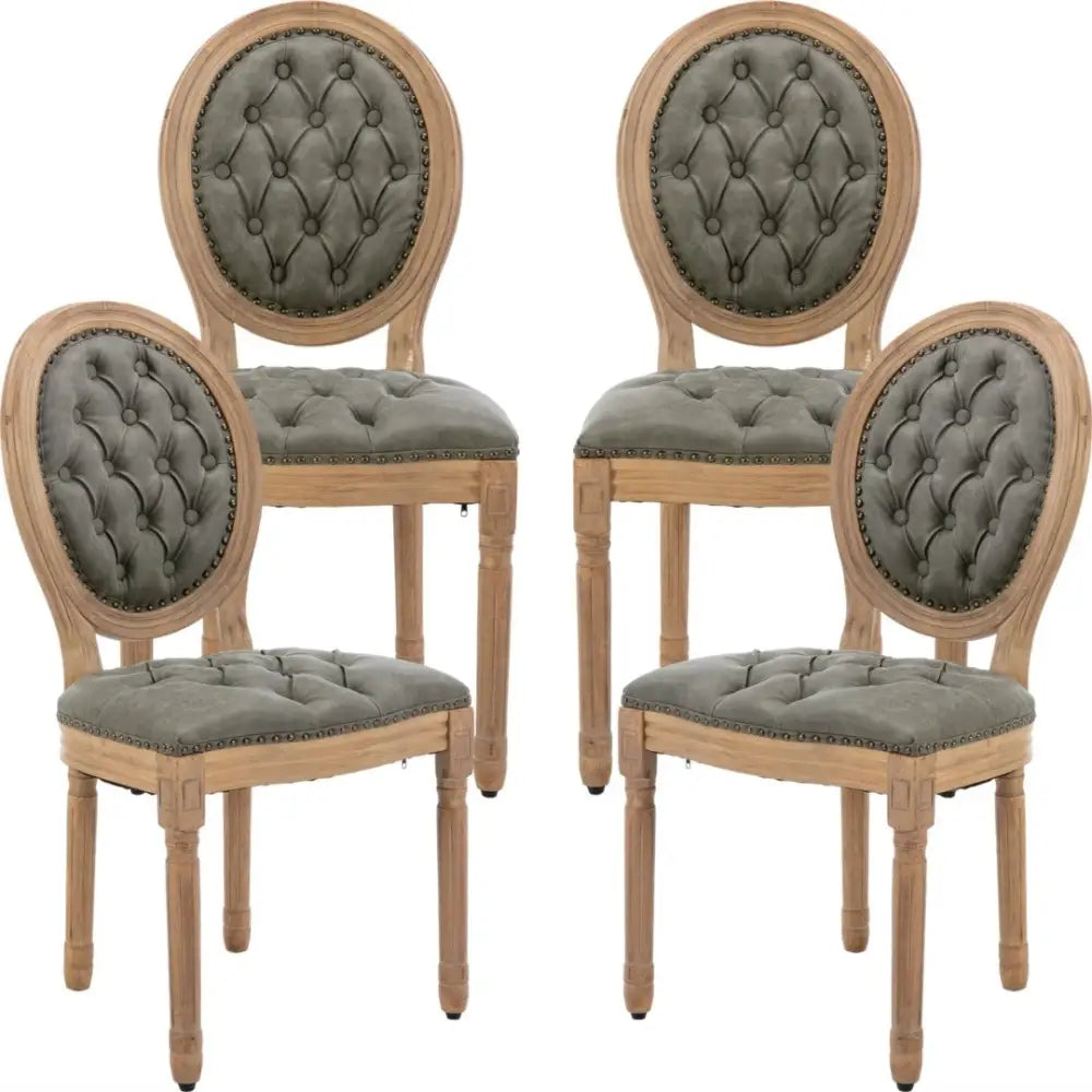 AADEN 4x Velvet Faux Leather Dining Chairs with Solid Wood Legs-Pine Green - Furniture > Outdoor > Outdoor Chairs