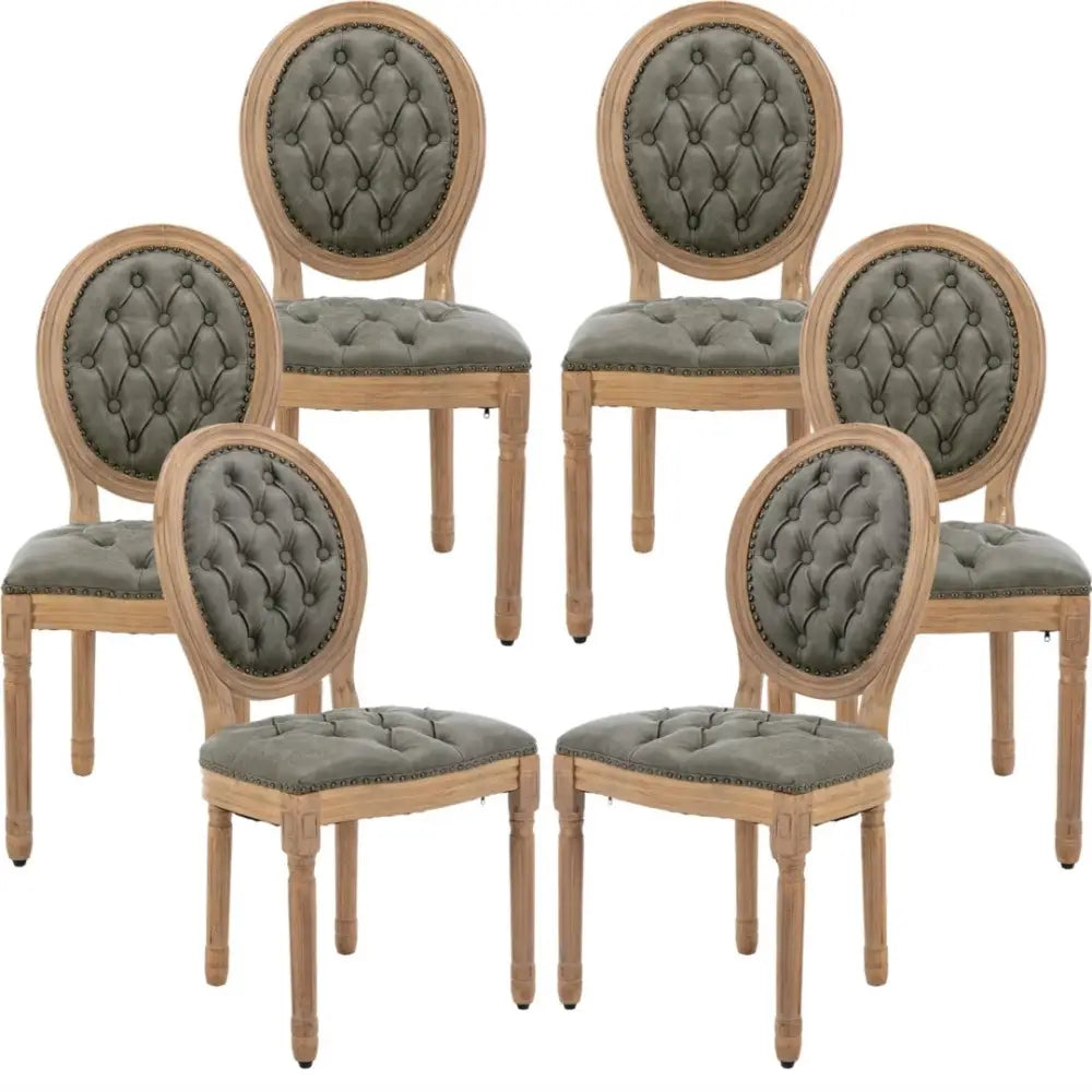 AADEN 6x Velvet Faux Leather Dining Chairs with Solid Wood Legs-Pine Green - Furniture > Outdoor > Outdoor Chairs