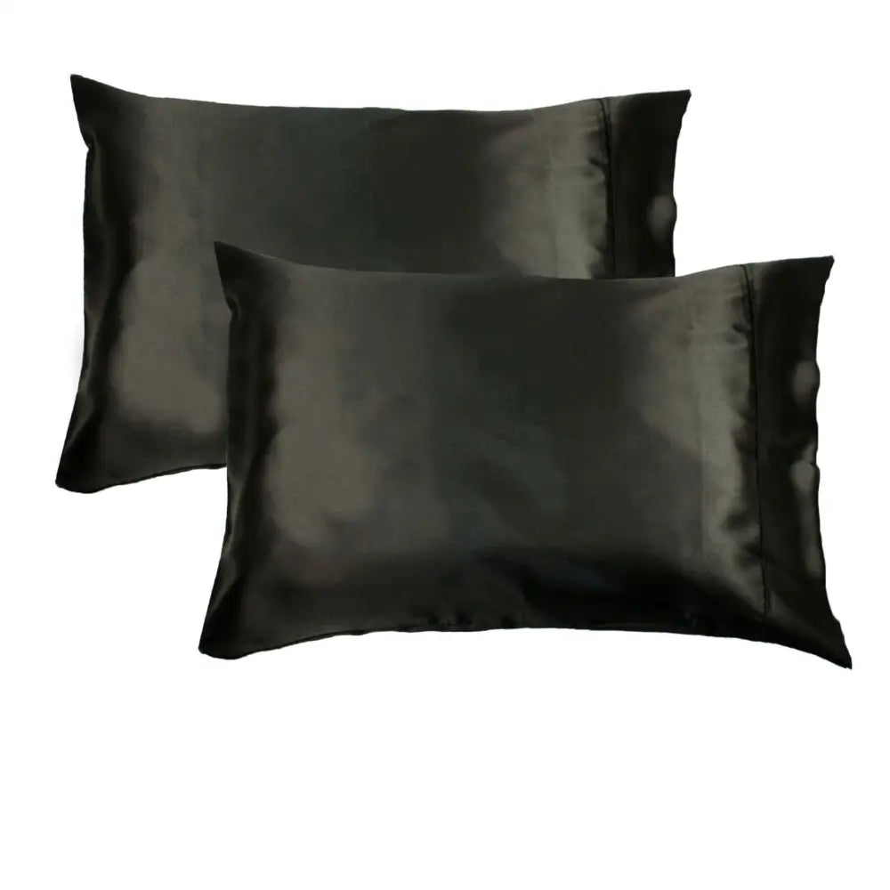 Accessorize 300TC Deluxe Essentials Satin Standard Pillowcases Black - Home & Garden > Bedding > Pillowcases