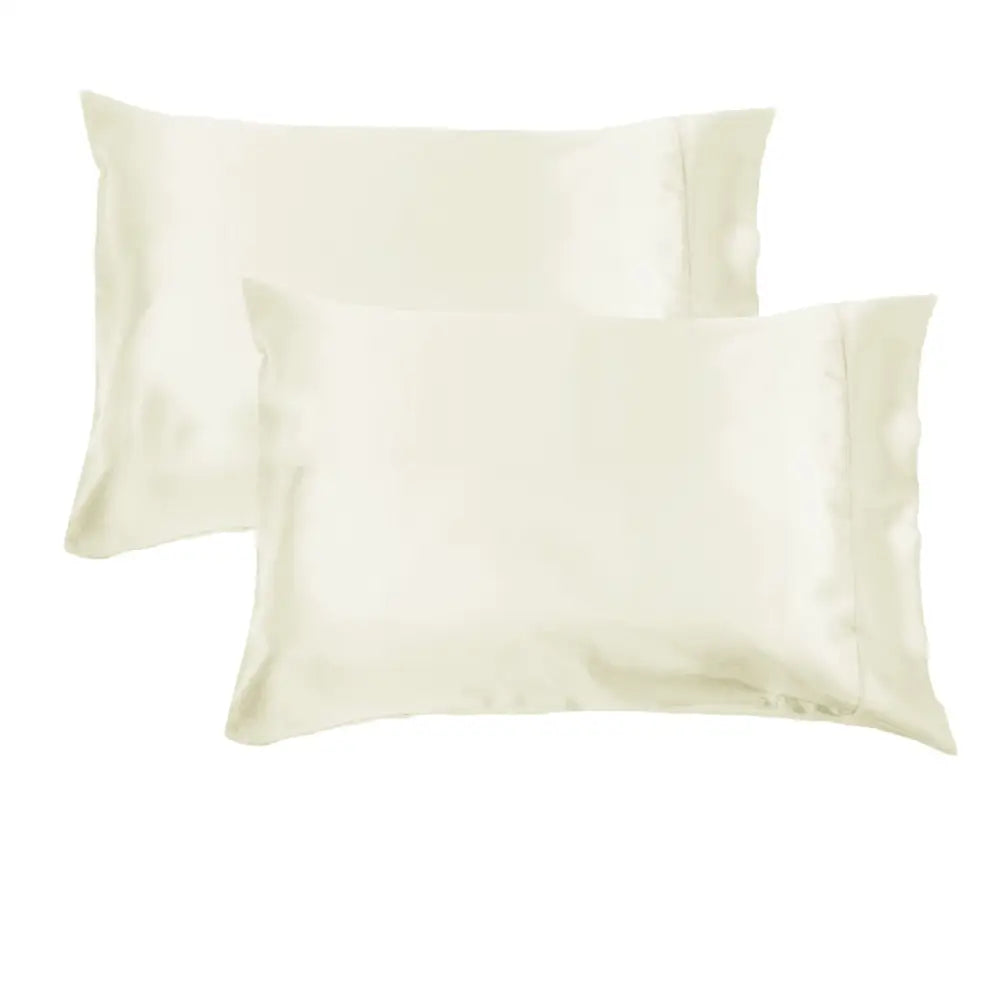 Accessorize 300TC Deluxe Essentials Satin Standard Pillowcases Stone (Ivory) - Home & Garden > Bedding > Pillowcases