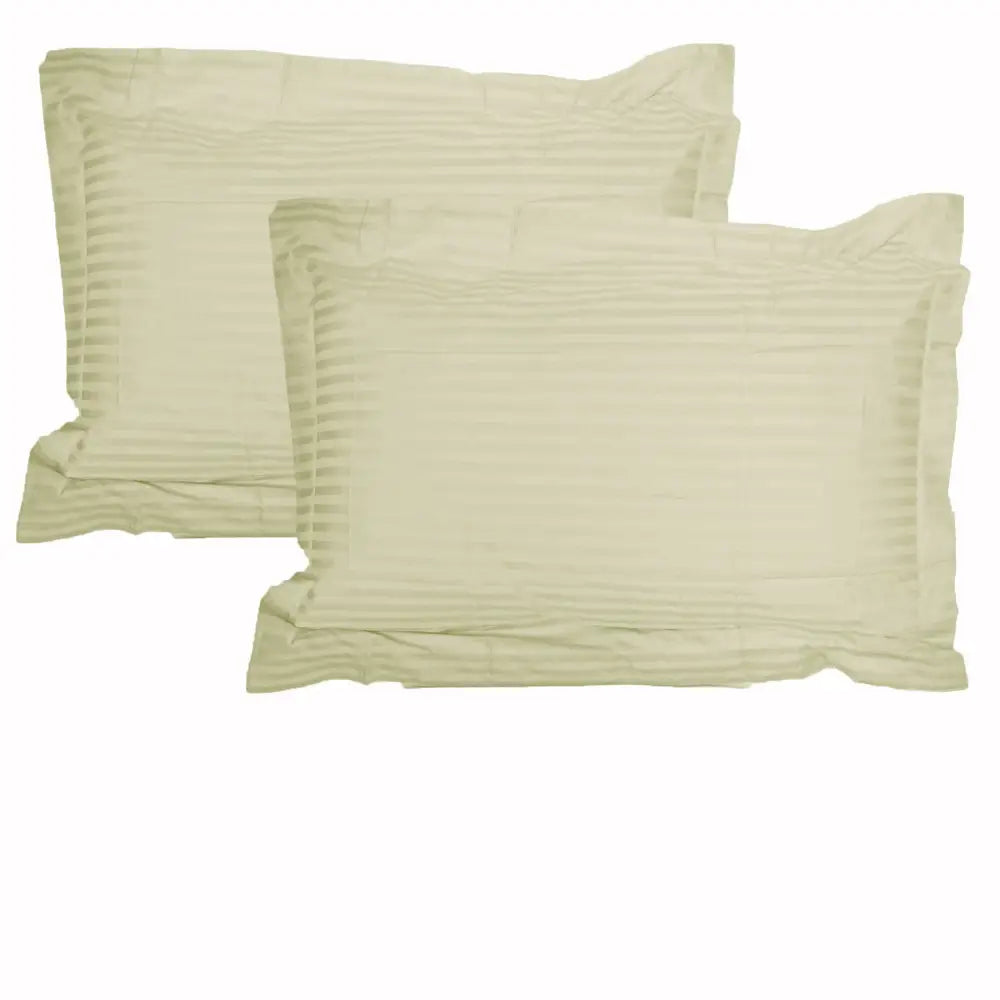 Accessorize 325TC Pair of Stripe Jumbo / Queen Pillowcases Ecru - Home & Garden > Bedding > Pillowcases