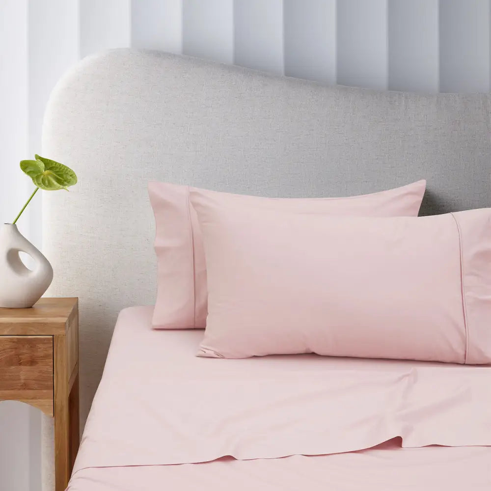 Accessorize 400TC Blush Bamboo Cotton Sheet Set 40cm Wall King Single - Home & Garden > Bedding > Bed Sheets