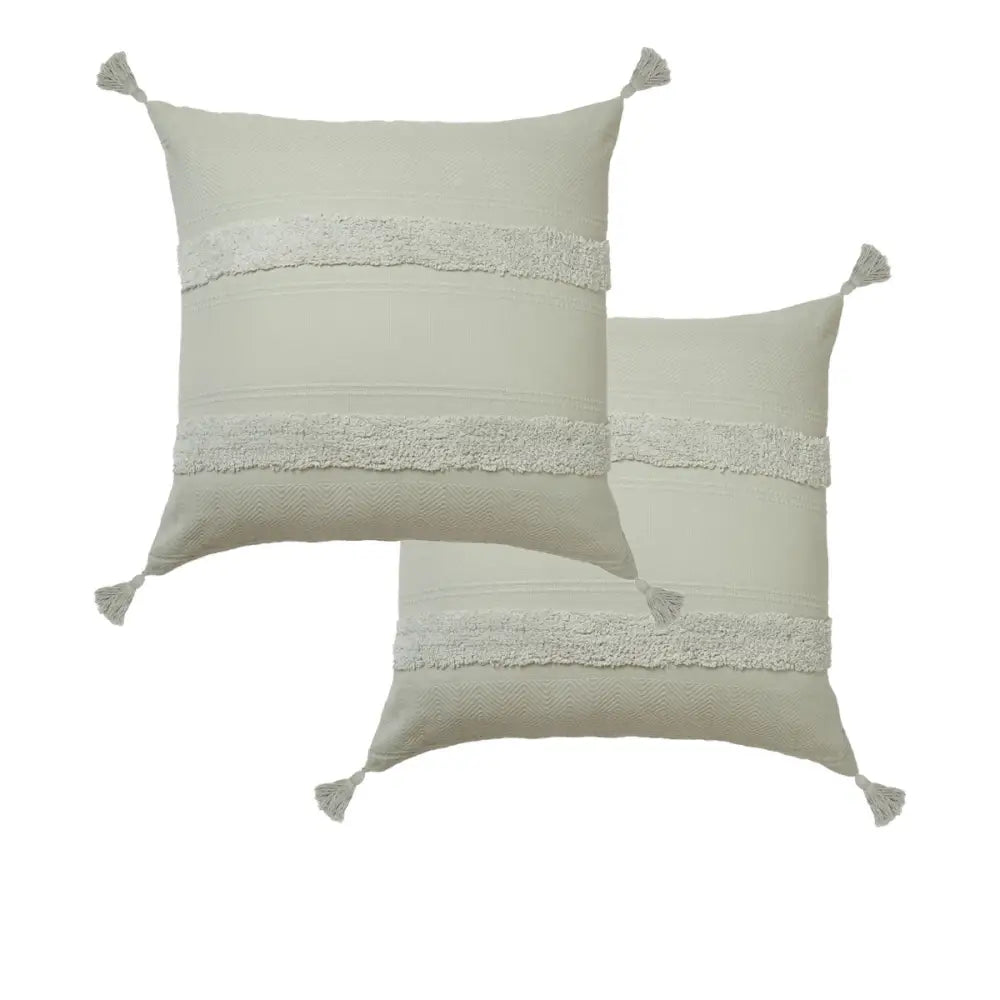 Accessorize Pair of Indra Cotton Tassel European Pillowcases - Grey - Home & Garden > Bedding