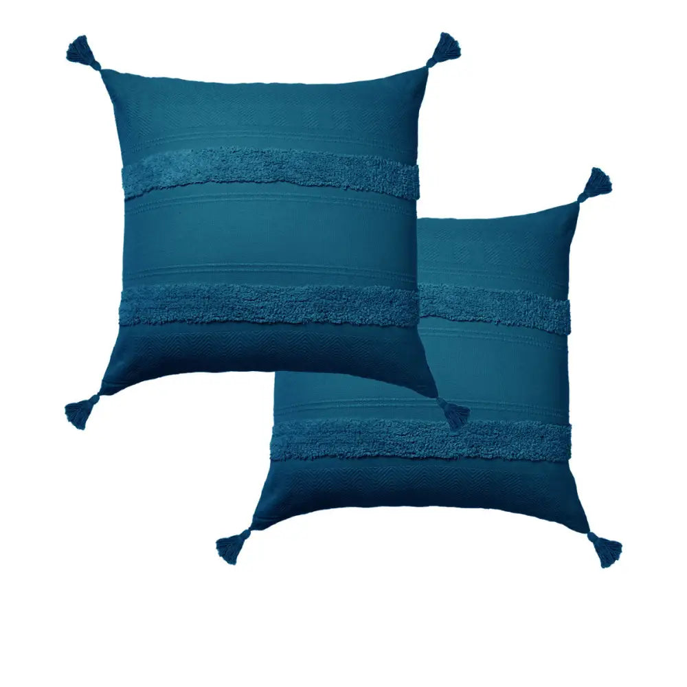 Accessorize Pair of Indra Cotton Tassel European Pillowcases - Teal - Home & Garden > Bedding > Pillowcases