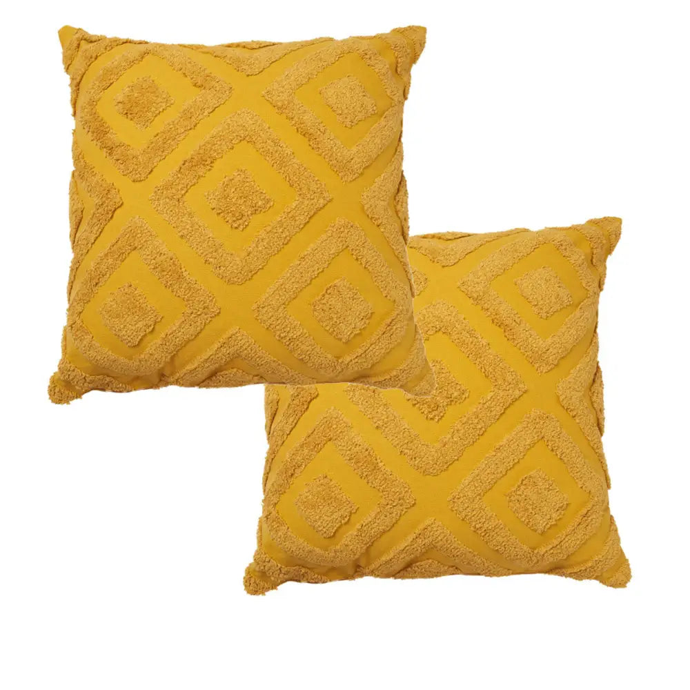 Accessorize Pair of Kamal Cotton Chenille European Pillowcases - Mustard - Home & Garden > Bedding > Pillowcases