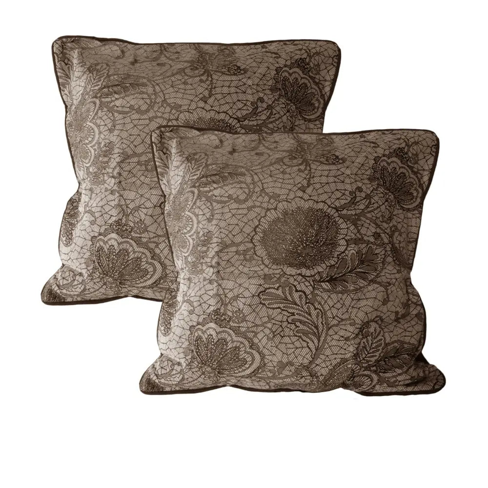 Accessorize Pair of Trudie Lace European Pillowcases Chocolate - Home & Garden > Bedding > Pillowcases