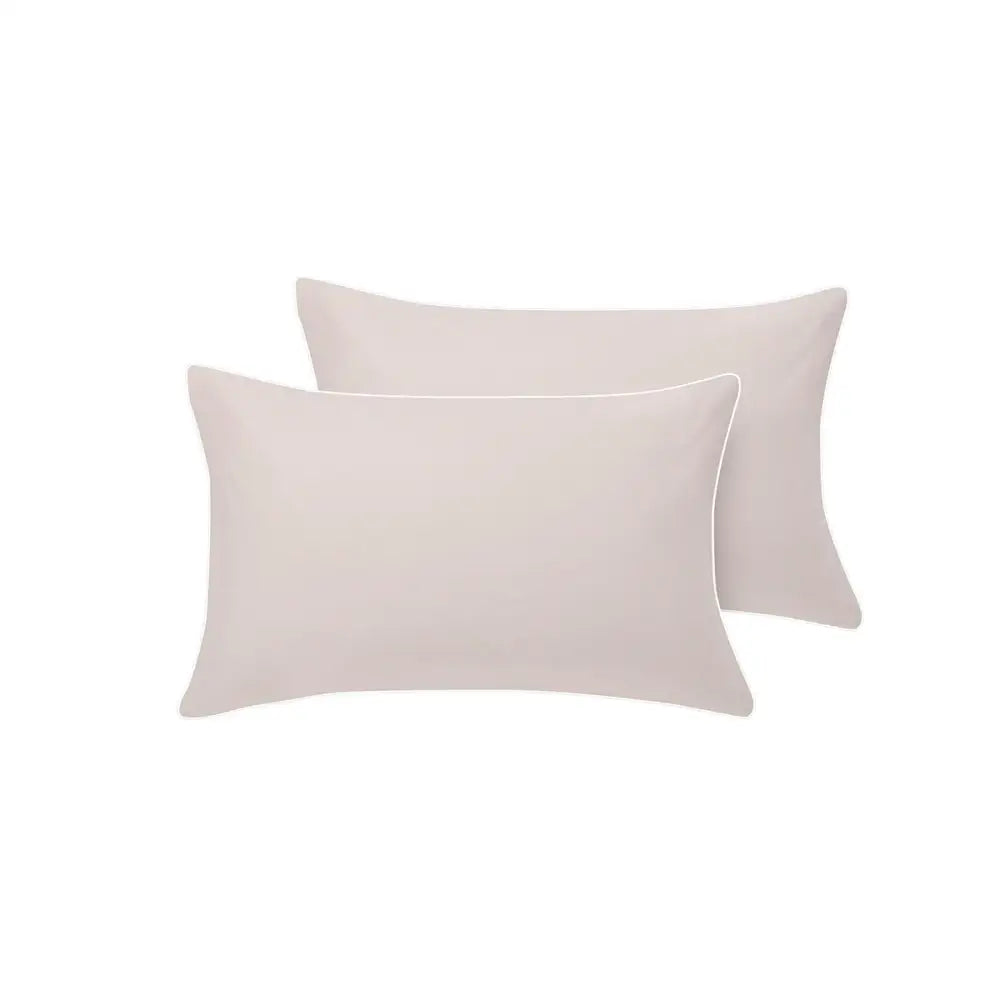 Accessorize Pair of White/Natural Piped Hotel Deluxe Cotton Standard Pillowcases - Home & Garden > Bedding > Bed Sheets