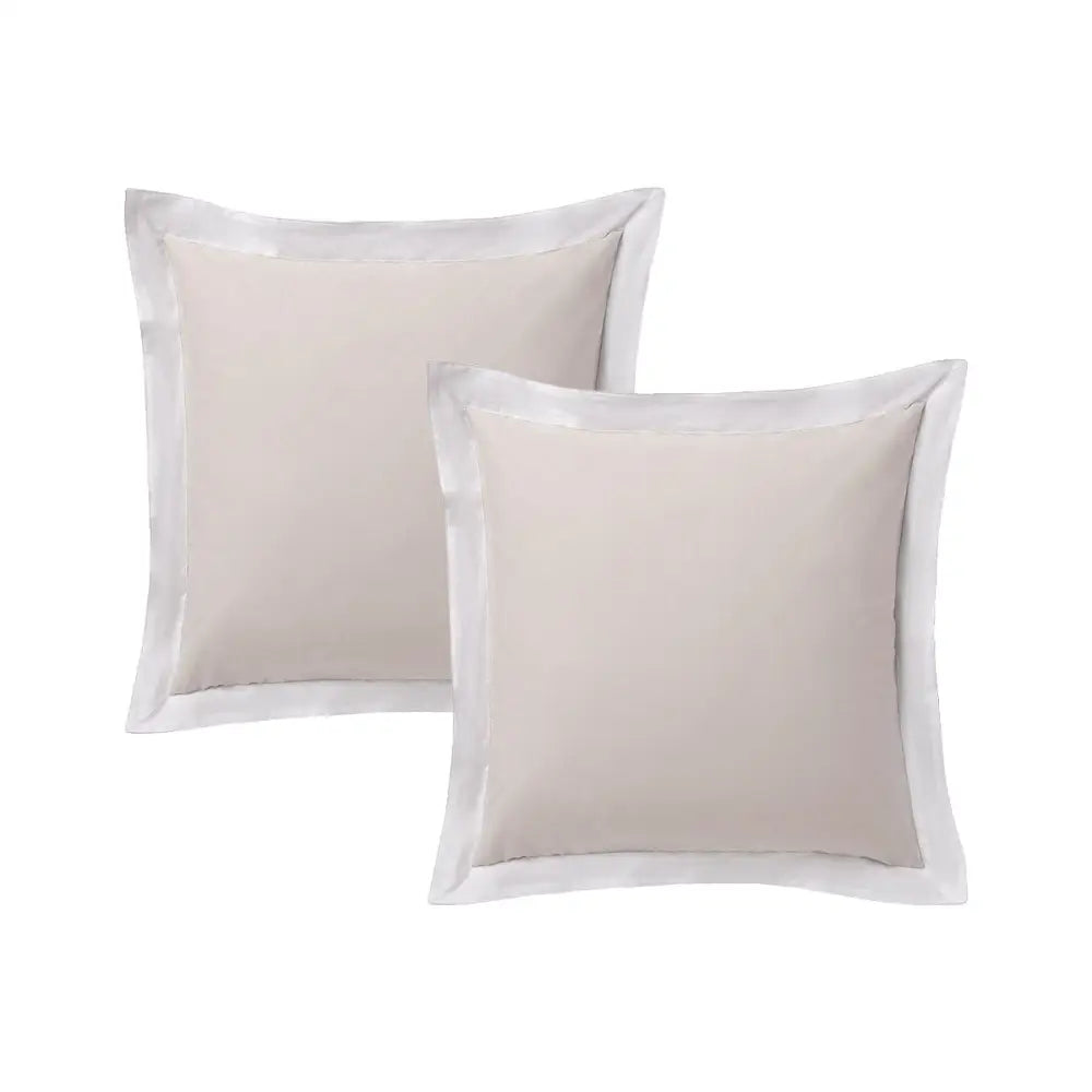 Accessorize Pair of White/Natural Tailored Hotel Deluxe Cotton European Pillowcases - Home & Garden > Bedding >