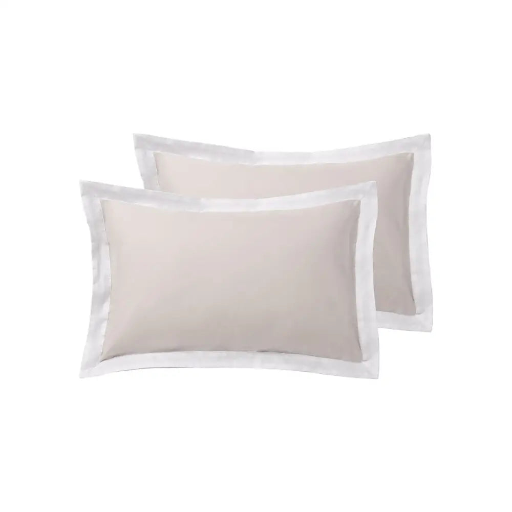 Accessorize Pair of White/Natural Tailored Hotel Deluxe Cotton Standard Pillowcases - Home & Garden > Bedding > Bed