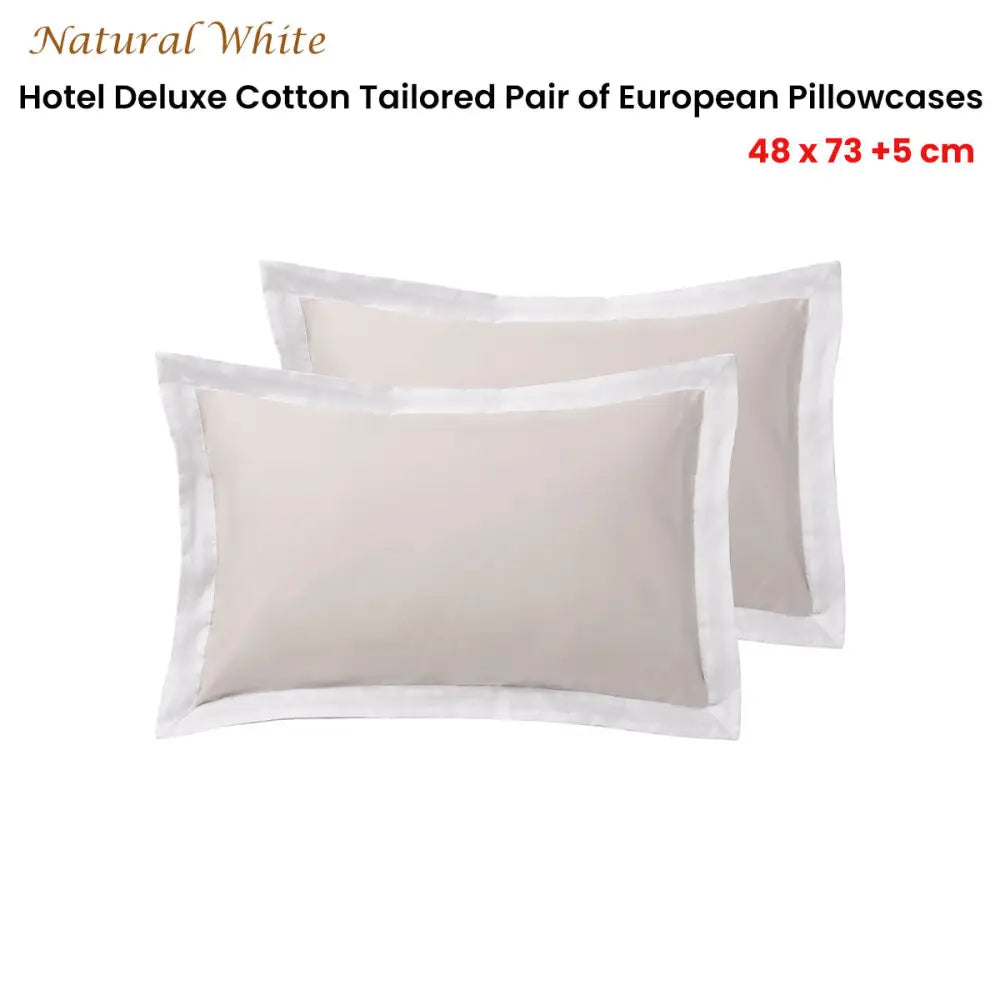 Accessorize Pair of White/Natural Tailored Hotel Deluxe Cotton Standard Pillowcases - Home & Garden > Bedding > Bed