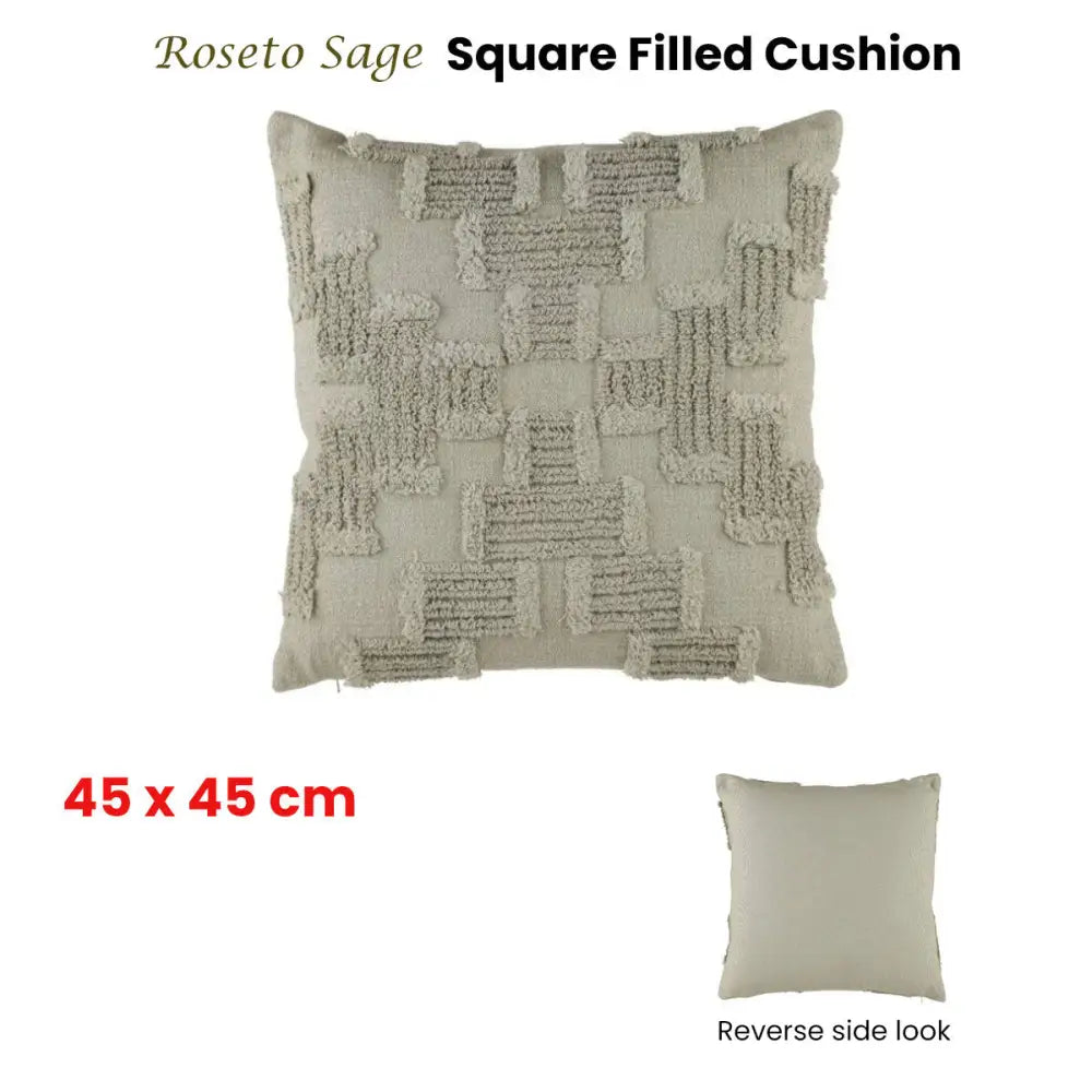 Accessorize Roseto Sage Square Filled Cushion 45cm x 45cm - Home & Garden > Decor > Cushions & Throws