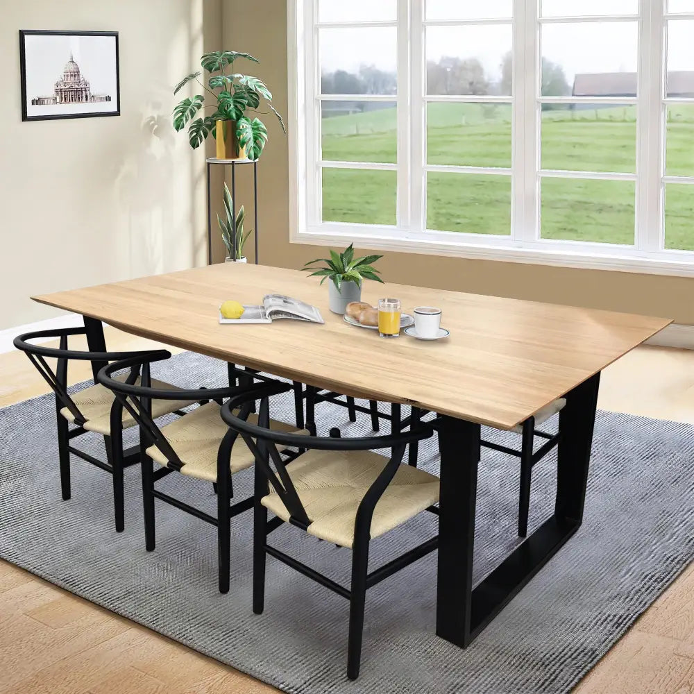 Aconite 9pc 210cm Dining Table Set 8 Wishbone Chair Solid Messmate Timber Wood - Furniture > Dining