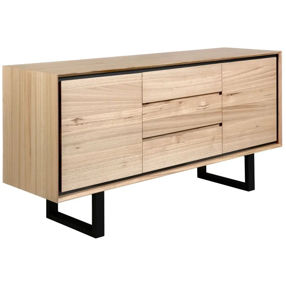 Aconite Buffet Table 180cm 2 Door 3 Drawer Solid Messmate Timber Wood - Natural - Furniture > Living Room