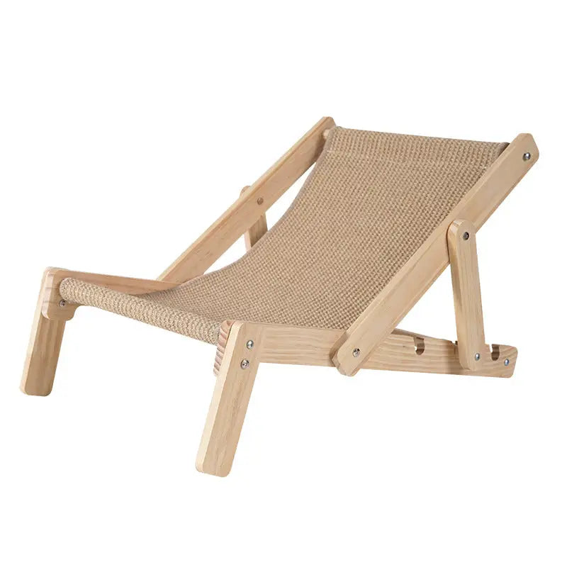 Adjustable Wooden Cat Lounge Chair - Comfortable Woven Hammock for Cats - Pet Care > Cat Supplies > Cat Furniture