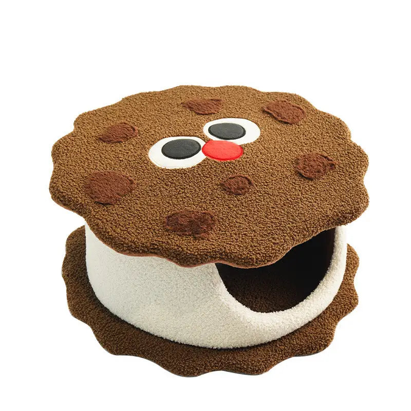 Adorable Cookie-Shaped Cat Bed - Cozy and Playful Pet Hideout (50x20 cm) - Pet Care > Cat Supplies > Cat Furniture