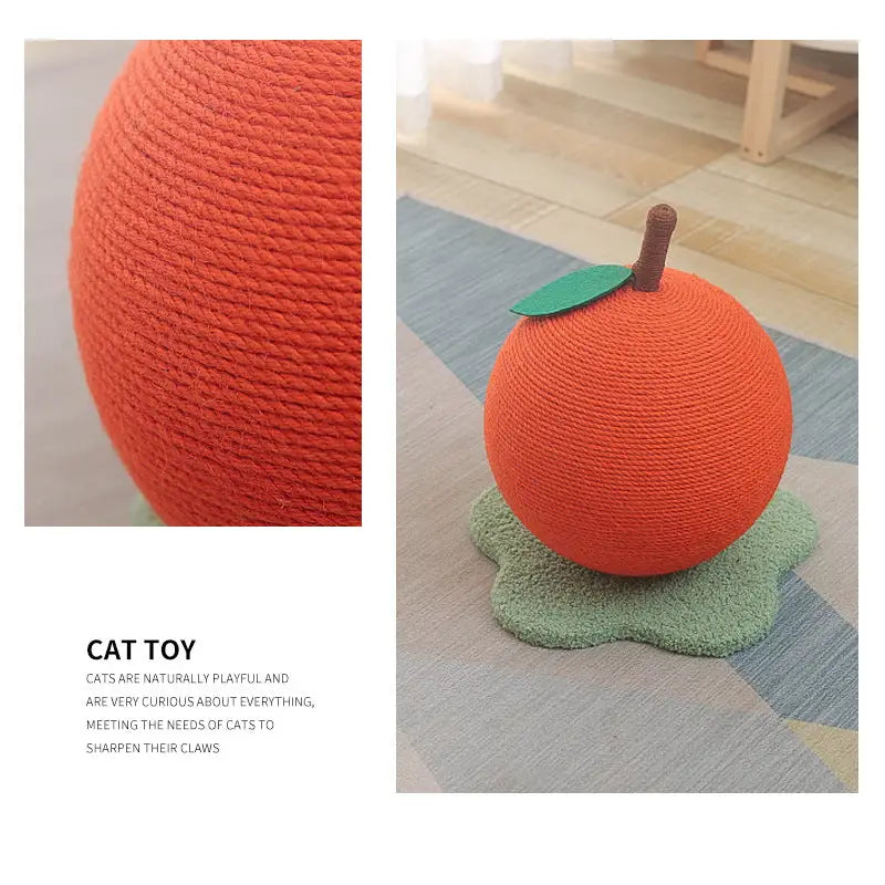 Adorable Orange-Shaped Cat Scratcher - Durable Sisal & Soft Base (Large size: 30x30x33cm) - Pet Care > Cat Supplies >