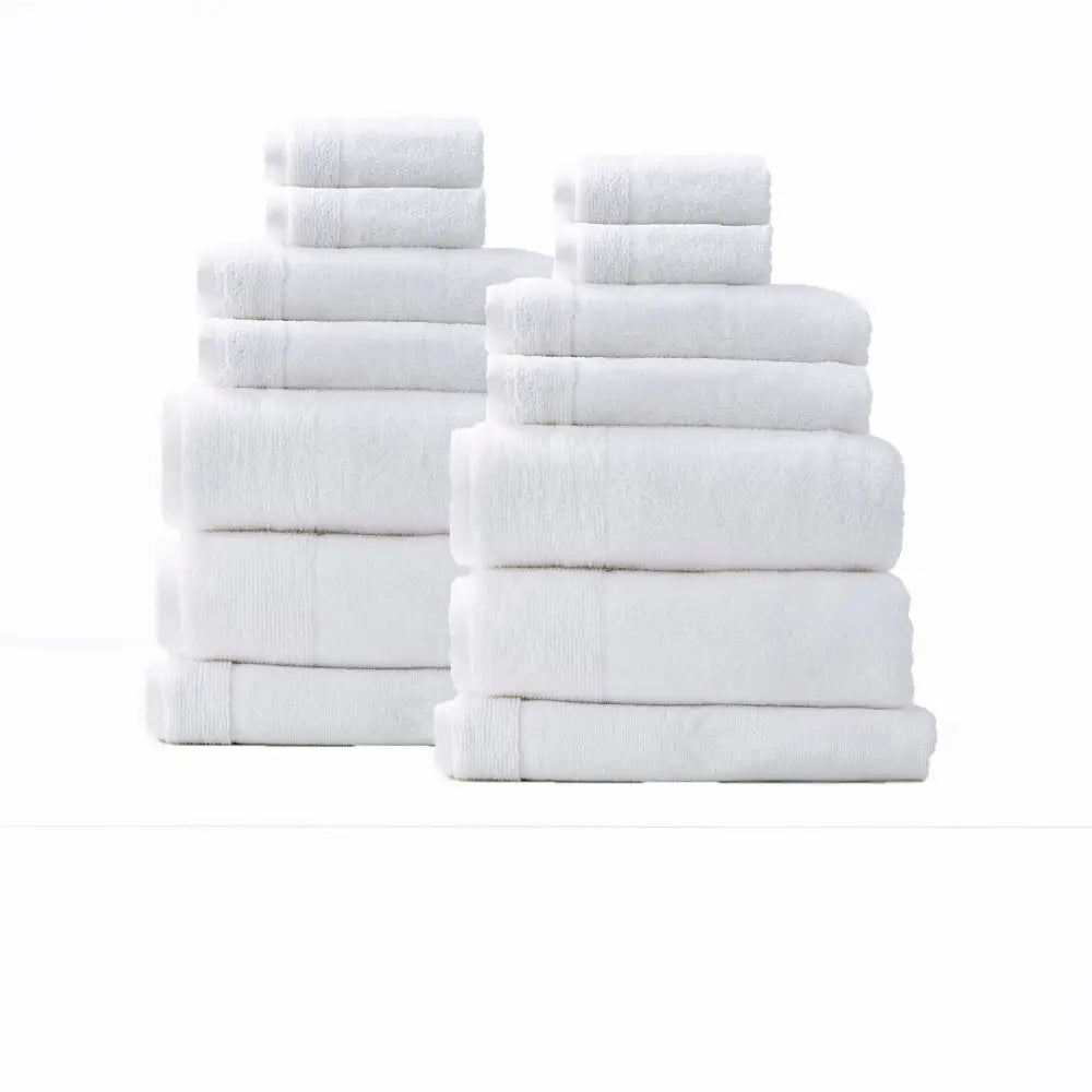 Aireys 650 GSM Zero Twist 14 Piece Snow Bath Towel by Renee Taylor - Home & Garden > Bathroom Accessories > Bath Towels