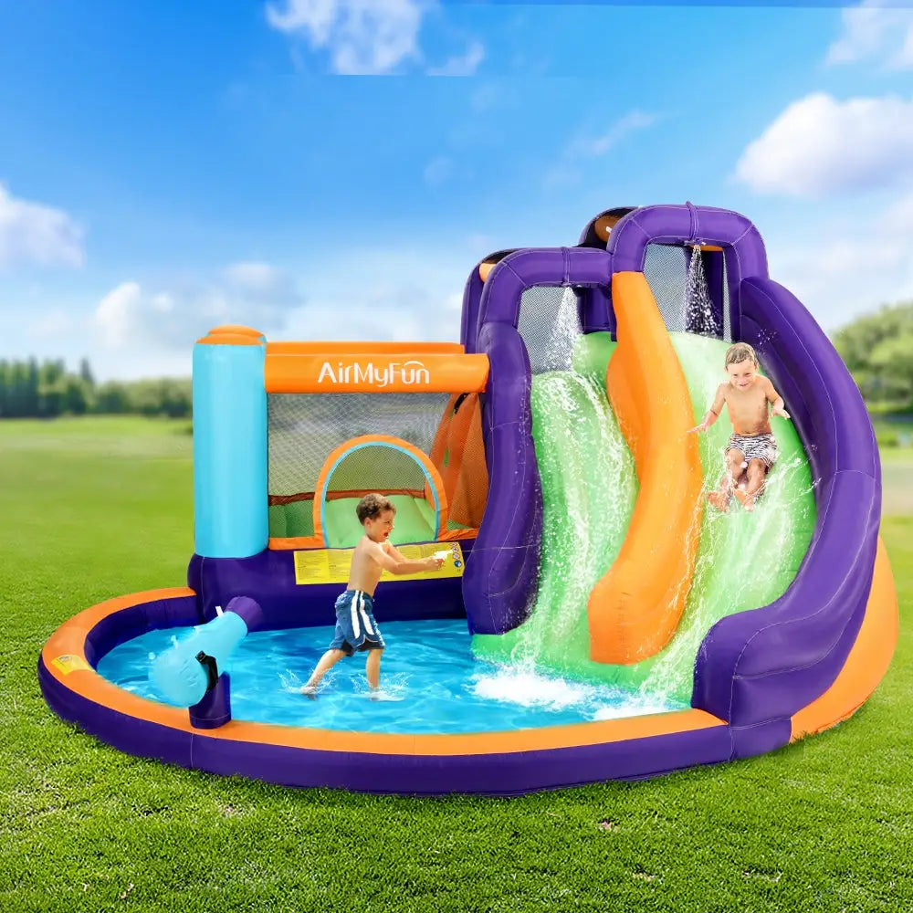 AirMyFun Inflatable Water Slide Kids Jumping Trampoline Castle Double Slide - Home & Garden > Pool & Accessories > Pool