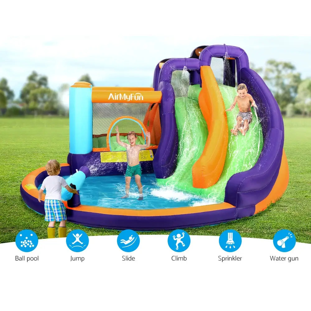 AirMyFun Inflatable Water Slide Kids Jumping Trampoline Castle Double Slide - Home & Garden > Pool & Accessories > Pool