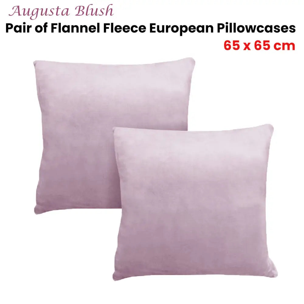 Alastairs Augusta Blush Pair of Flannel Fleece European Pillowcases - Home & Garden > Bedding > Pillowcases