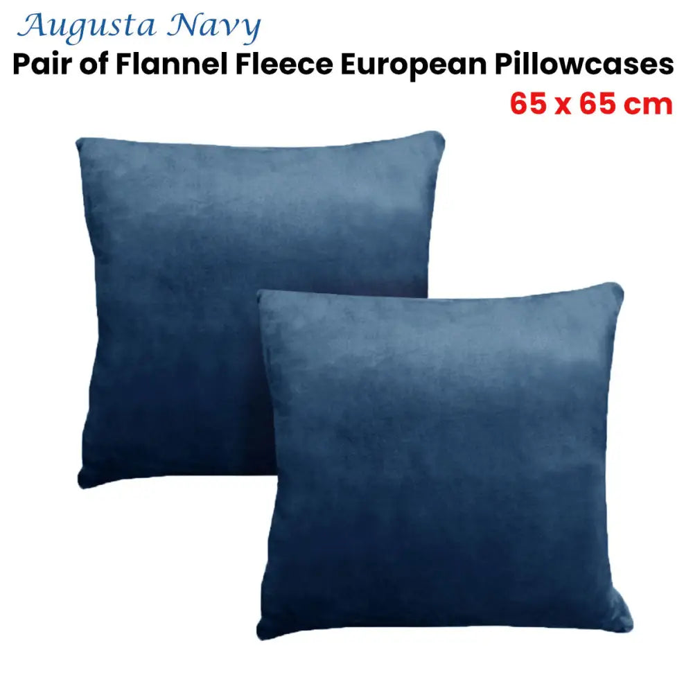 Alastairs Augusta Navy Pair of Flannel Fleece European Pillowcases - Home & Garden > Bedding > Pillowcases