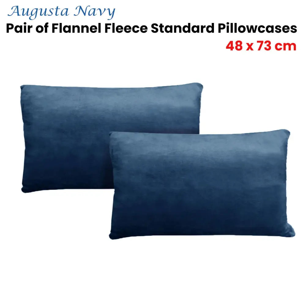 Alastairs Augusta Navy Pair of Flannel Fleece Standard Pillowcases - Home & Garden > Bedding > Pillowcases