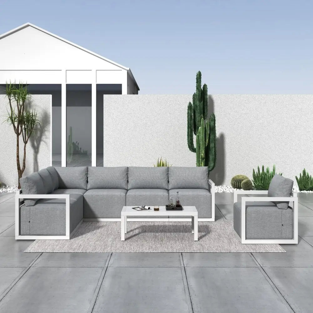 Alfresco 7-Seat Garden Lounge Set – Charcoal Grey - Furniture > Outdoor