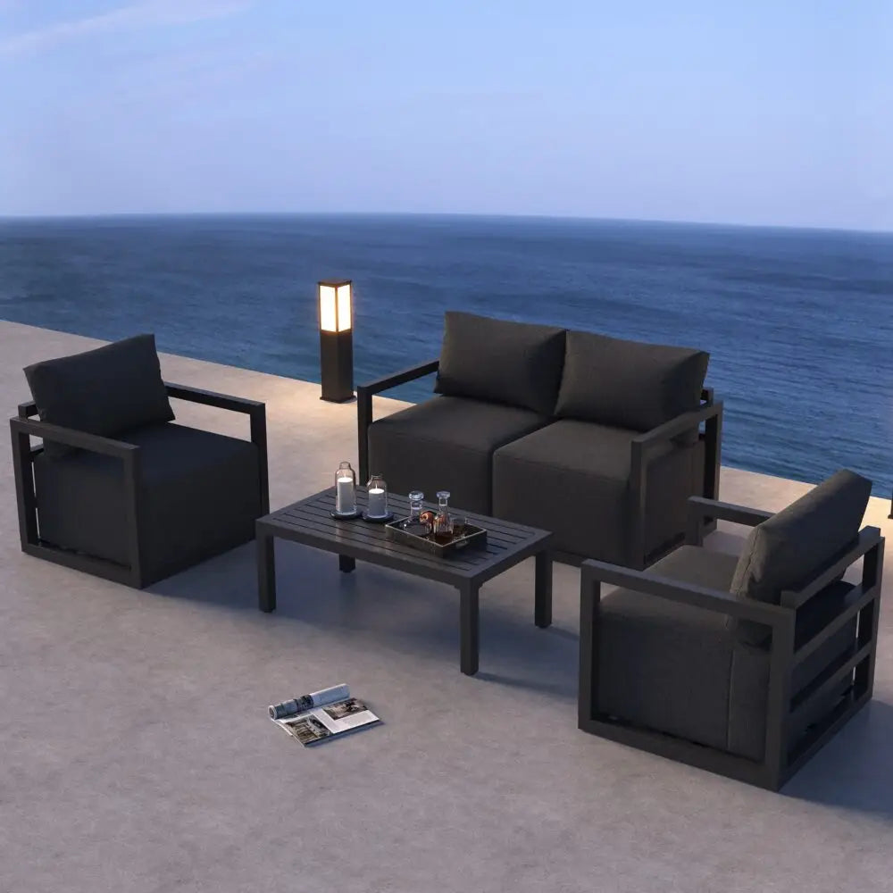 Alfresco Serenity Outdoor Lounge Set – Charcoal Grey - Furniture > Outdoor