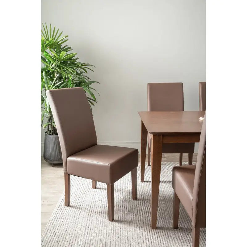 ALLEGRO Dining Table + 4x MESI Dining Chair + MESI Bench - 6 Piece Dining Set - Cocoa - Furniture > Dining > Dining Set