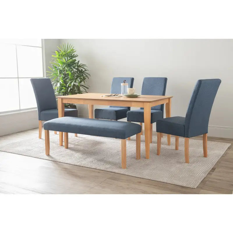 ALLEGRO Dining Table + 4x MESI Dining Chair + MESI Bench - 6 Piece Dining Set - Natural - Furniture > Dining > Dining