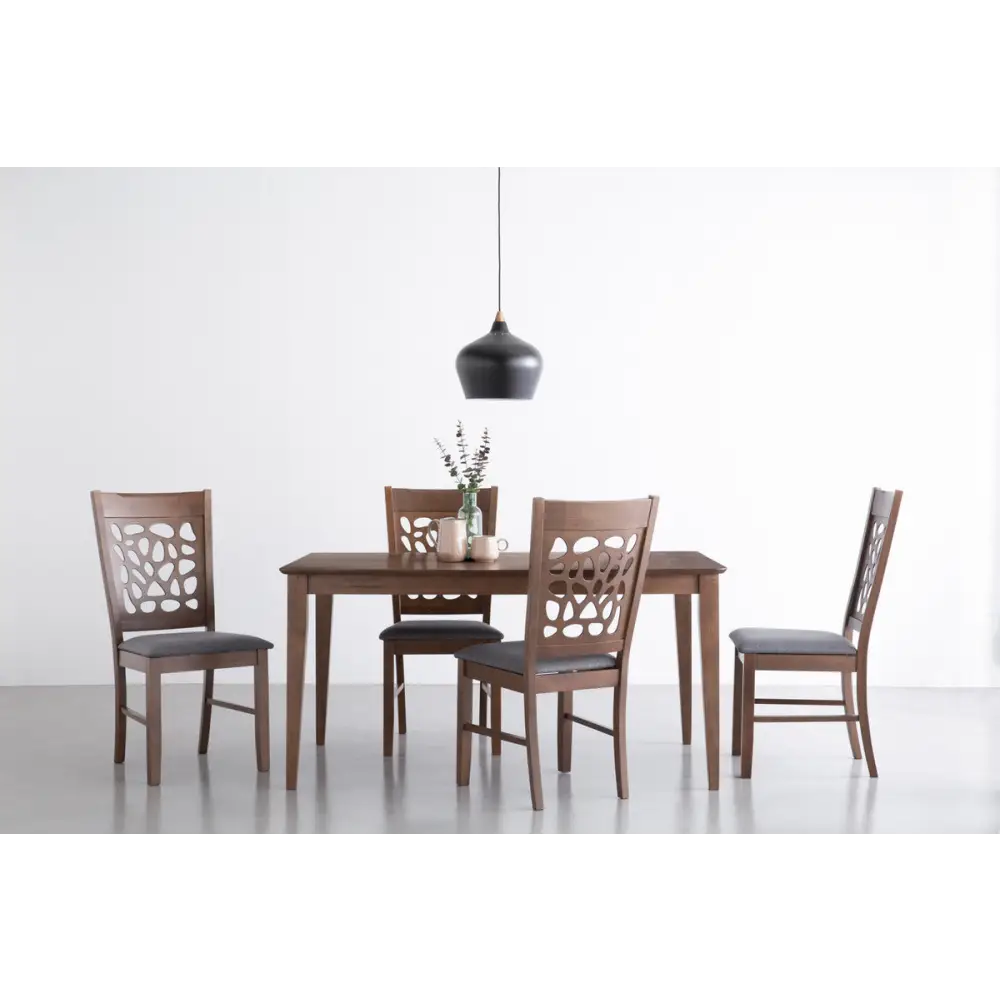 ALLEGRO Dining Table + 6x ASBEL Dining Chair - 7 Piece Dining Set - Cocoa - Furniture > Dining > Dining Set