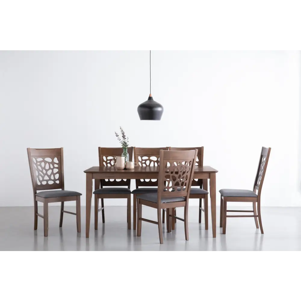 ALLEGRO Dining Table + 6x ASBEL Dining Chair - 7 Piece Dining Set - Cocoa - Furniture > Dining > Dining Set