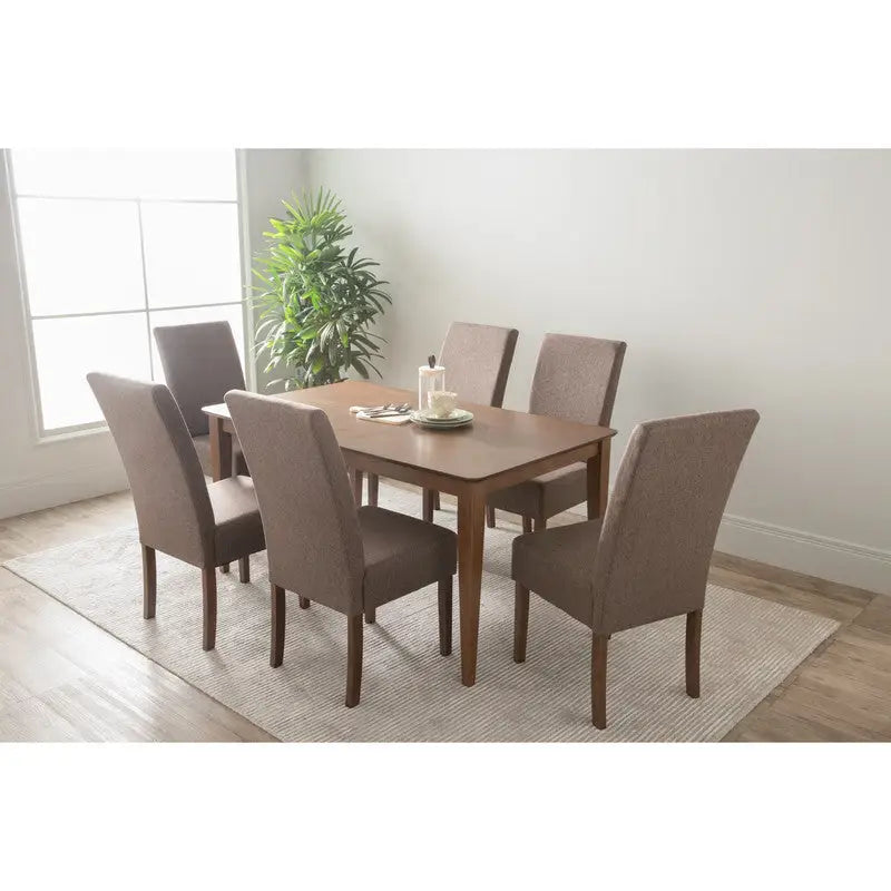 ALLEGRO Dining Table + 6x MESI Dining Chair - 7 Piece Dining Set - Cocoa - Furniture > Dining > Dining Set