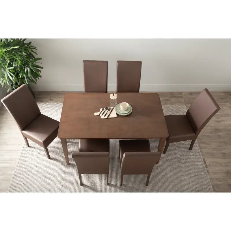 ALLEGRO Dining Table + 6x MESI Dining Chair - 7 Piece Dining Set - Cocoa - Furniture > Dining > Dining Set