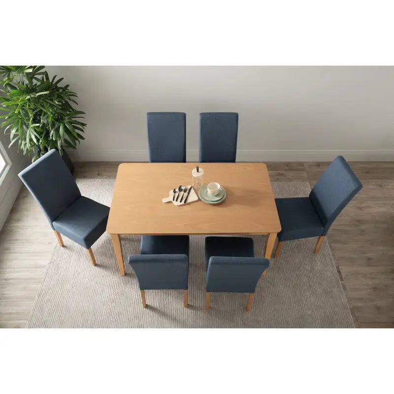 ALLEGRO Dining Table + 6x MESI Dining Chair - 7 Piece Dining Set - Natural - Furniture > Dining > Dining Set