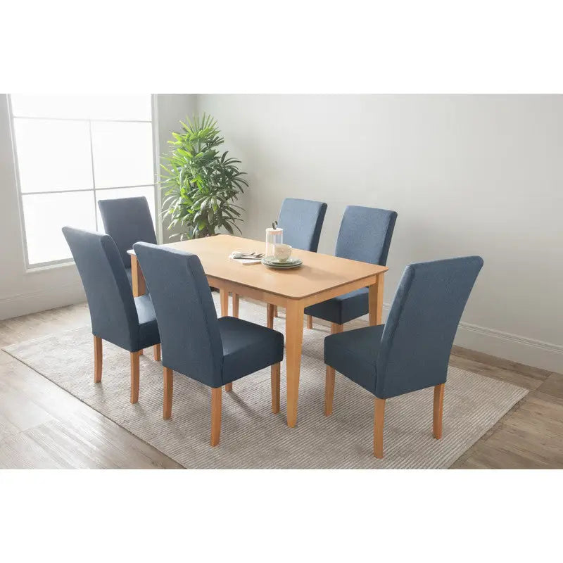 ALLEGRO Dining Table + 6x MESI Dining Chair - 7 Piece Dining Set - Natural - Furniture > Dining > Dining Set