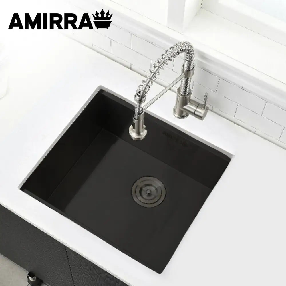 AMIRRA Kitchen Stainless Steel Sink 440mm x 440mm with Nano Coating (Silver Black) AMR-KS-101-LH - Appliances > Kitchen