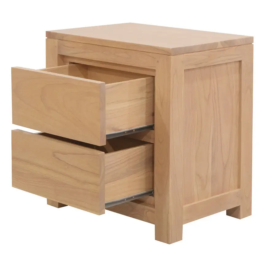 Amsterdam Solid White Cedar 2 Drawer Bedside (Natural) - Furniture > Bedroom > Bedside Tables